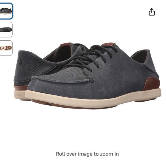 Olukai Men’s Manoa Leather Shoes Blue Size 10 - Picture 1 of 9